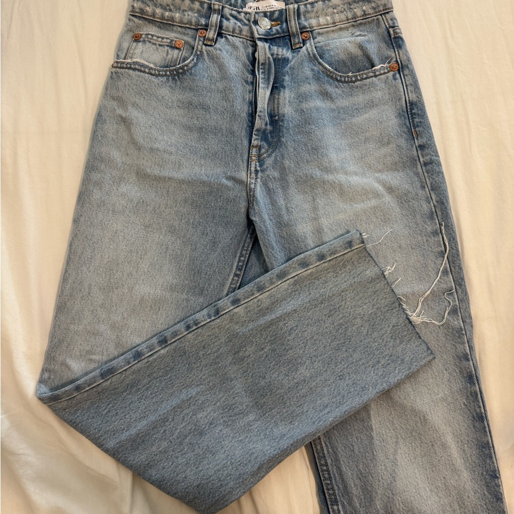 Zara Light Blue Straight Leg Jeans